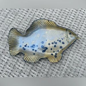 Studio Pottery Blue Brown Fish Plate Platter Wall Hang